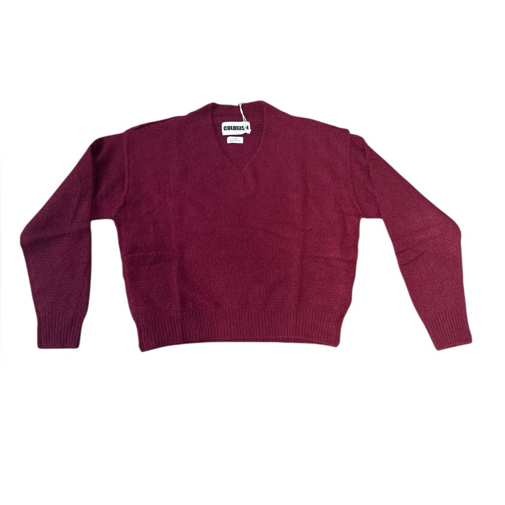 Cashmere Women's V-Neck Burgundy Sweater